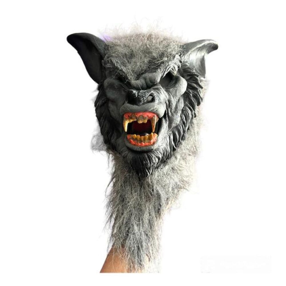 Fun World Halloween Werewolf Wolf Man Rubber Mask  Grey Child Size M Age 8-10